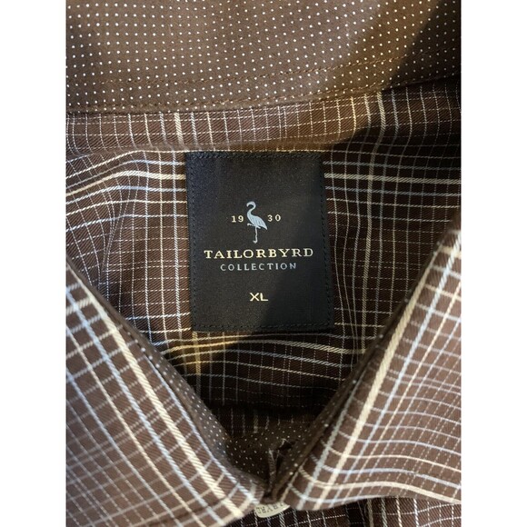 Tailorbyrd Mens Brown Blue White Long Sleeve Button Front Shirt Size XL XLarge - Picture 3 of 5